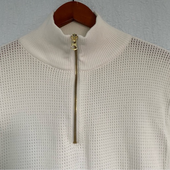 Varley White Loretta Half Zip-Up Double Soft Sleeveless Crop Sweater Sweatshirt - Picture 4 of 10